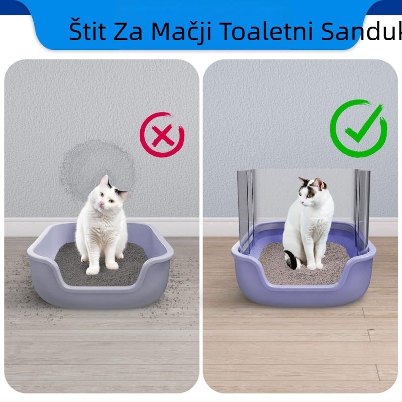 Prekogranična zaliha, zadebljani 4-dijelni poklopac za mačji posip protiv prskanja urina, pregrada za umivaonik za mačji posip, poklopac za kantu za prašinu