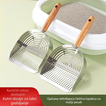 Proizvođači mačjeg pijeska od nehrđajućeg čelika, lopata za mačji posip, ugljična lopata, bentonit, tofu, miješana pijeska, dreka, drvena drška, lopata za mačke