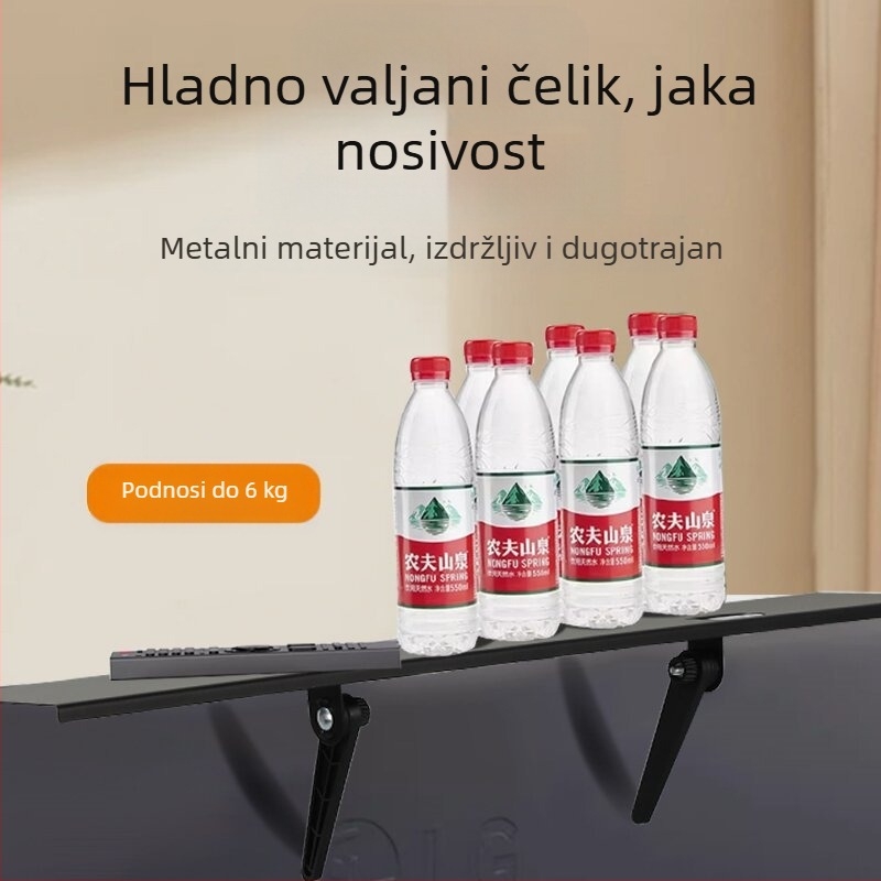 Stalak za pohranu TV prijemnika bez bušenja, zadebljani hladno valjani čelik, gornji nosač računalnog monitora, nosač usmjerivača