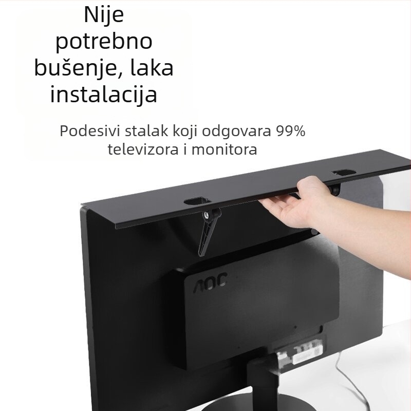 Stalak za pohranu TV prijemnika bez bušenja, zadebljani hladno valjani čelik, gornji nosač računalnog monitora, nosač usmjerivača