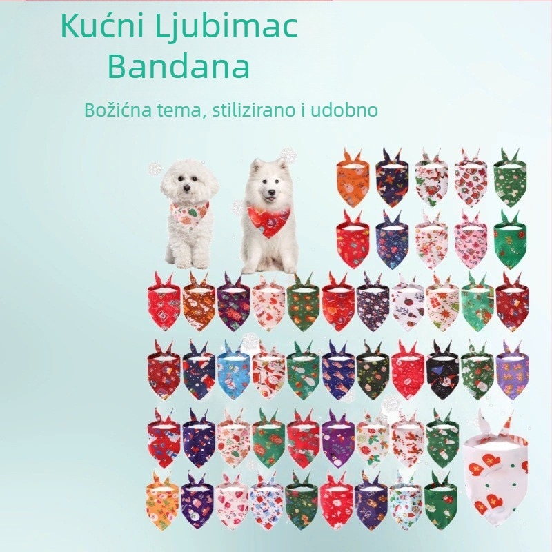 Šal za kućne ljubimce s trokutastim uzorkom, božićni šal za pseću slinu, šal·Šal za vrat, leptir-mašna, božićno ograničeno izdanje