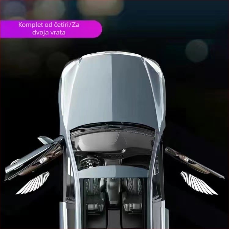 Svjetlo dobrodošlice Anđeoskih krila, ambijentalno svjetlo za automobil, svjetlo za vrata, ožičenje, besplatno automatsko indukcijsko svjetlo, projekcijsko svjetlo
