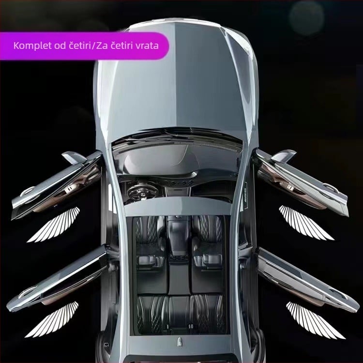 Svjetlo dobrodošlice Anđeoskih krila, ambijentalno svjetlo za automobil, svjetlo za vrata, ožičenje, besplatno automatsko indukcijsko svjetlo, projekcijsko svjetlo