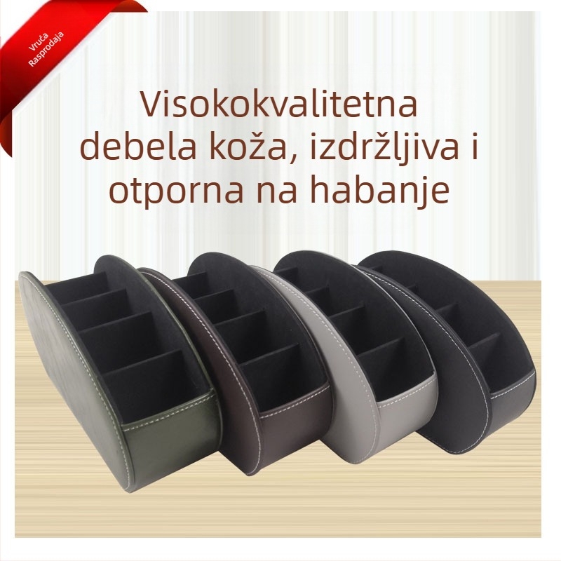 Tvornica izravne prodaje Kožna kutija za pohranu na radnom stolu, skladištenje i organizacija kozmetike, uredska višenamjenska kutija za pohranu s daljinskim upravljačem od pu...