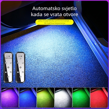 Svjetlo upozorenja za automobil, svjetlo protiv sudara, osvjetljenje vrata bez ožičenja, šareno trepćuće LED ambijentalno svjetlo, dizajn bez ožičenja