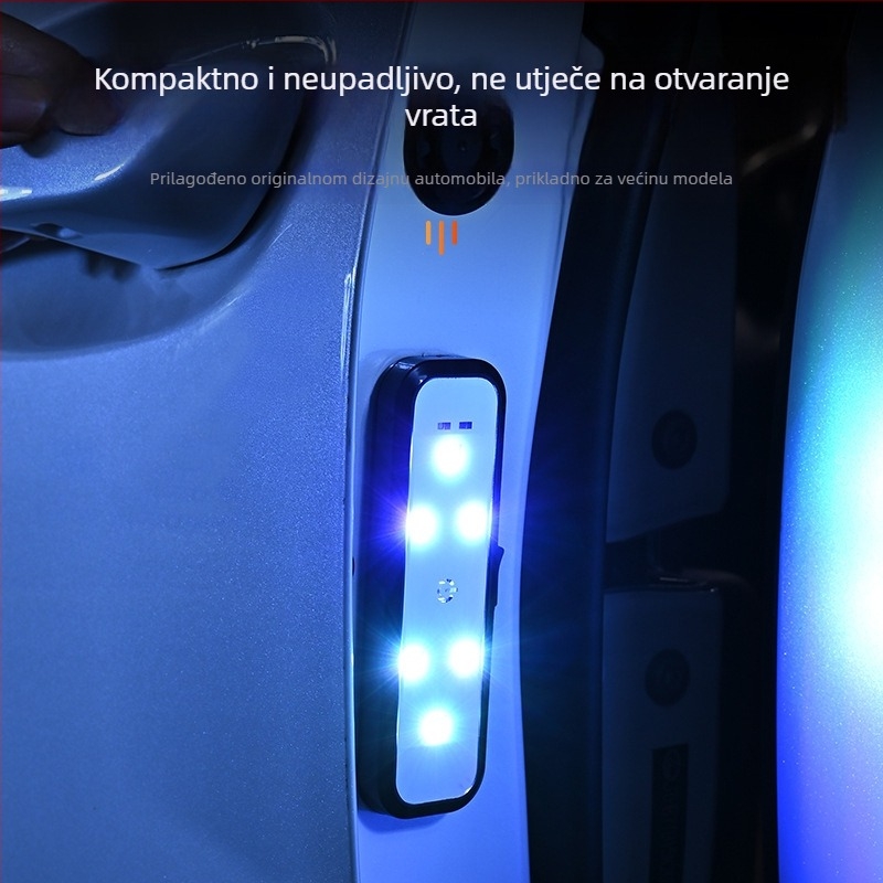 Svjetlo upozorenja za automobil, svjetlo protiv sudara, osvjetljenje vrata bez ožičenja, šareno trepćuće LED ambijentalno svjetlo, dizajn bez ožičenja