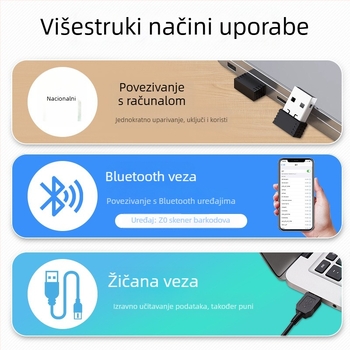 Prijenosni skener Bluetooth bežični skener Ručni skener Jednodimenzionalni i dvodimenzionalni ekspresni skladišni pištolj za skeniranje barkodova