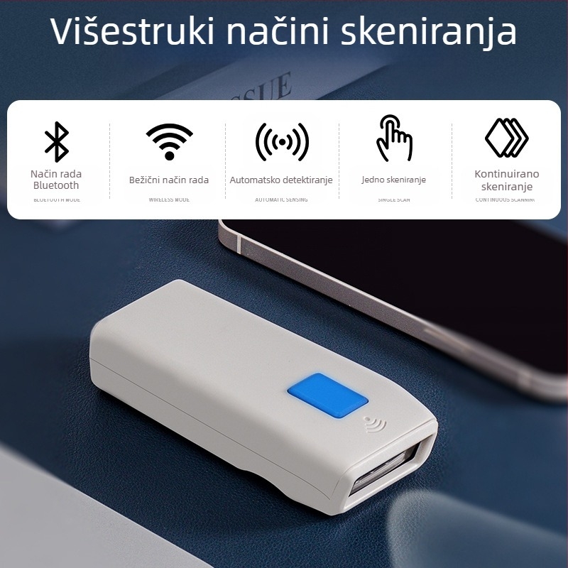 Prijenosni skener Bluetooth bežični skener Ručni skener Jednodimenzionalni i dvodimenzionalni ekspresni skladišni pištolj za skeniranje barkodova
