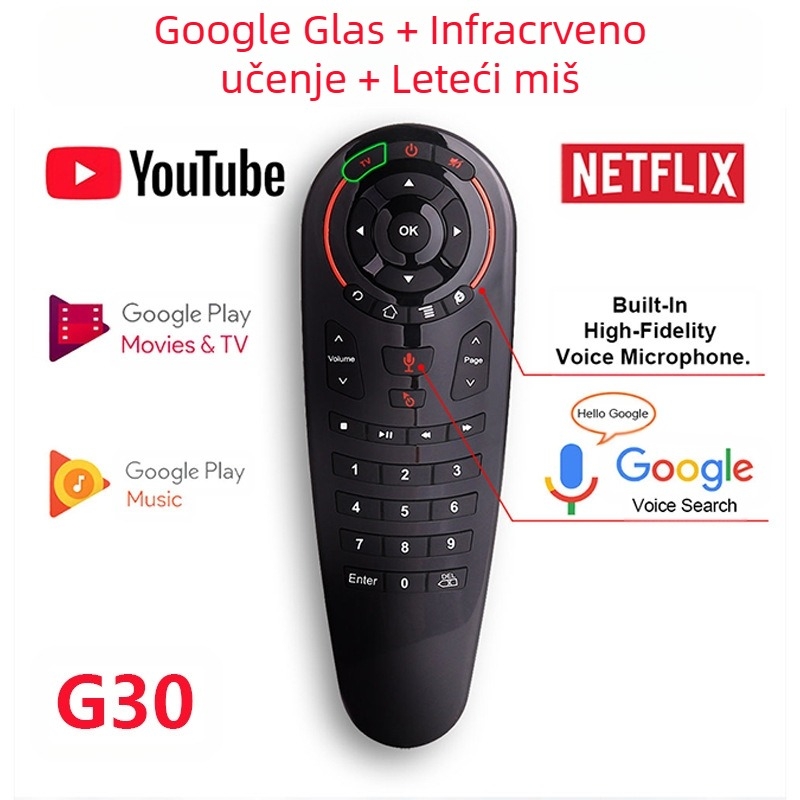 Vanjska trgovina G30 2.4g glasovni leteći miš daljinski upravljač infracrveno učenje Android TV mrežni set-top box TV box