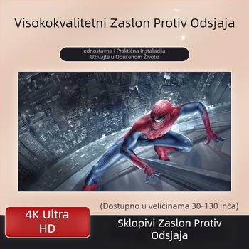 Jednostavna metalna zavjesa protiv svjetlosti 60 inča 70 inča 80 inča 90 inča 100 inča 120 inča sklopiva papirna cijevna zavjesa za projektor