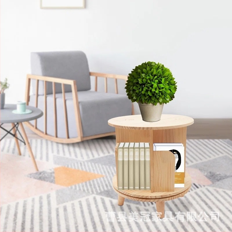 Mala rotirajuća polica za knjige od punog drva, polica za knjige za dječje knjige, ormarić za pod, slikovnica, ormarić za izlaganje knjiga