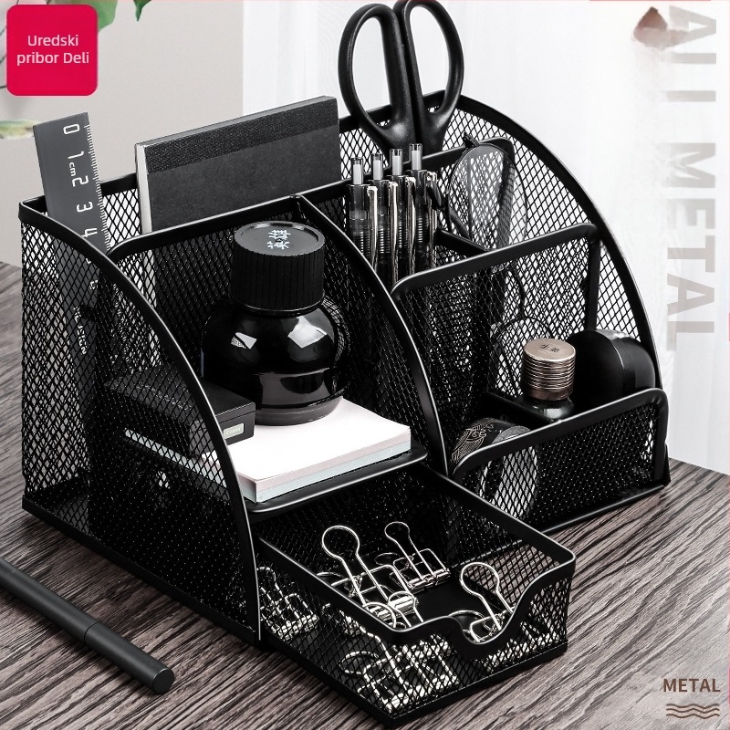 Deli 9200 Višenamjenski držač za olovke Kutija za pohranu Držač za olovke Metalni mrežasti držač za olovke Uredski pribor