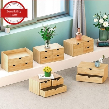 Moderna jednostavna drvena kutija za nakit s ladicama, univerzalna kutija za pohranu od punog drva za stolna računala