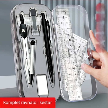 Set ravnala s kompasom, alat za crtanje za učenike, ravnalo za crtanje, geometrijsko crtanje, trokut, set pribora za pisanje, ravnalo veleprodaja