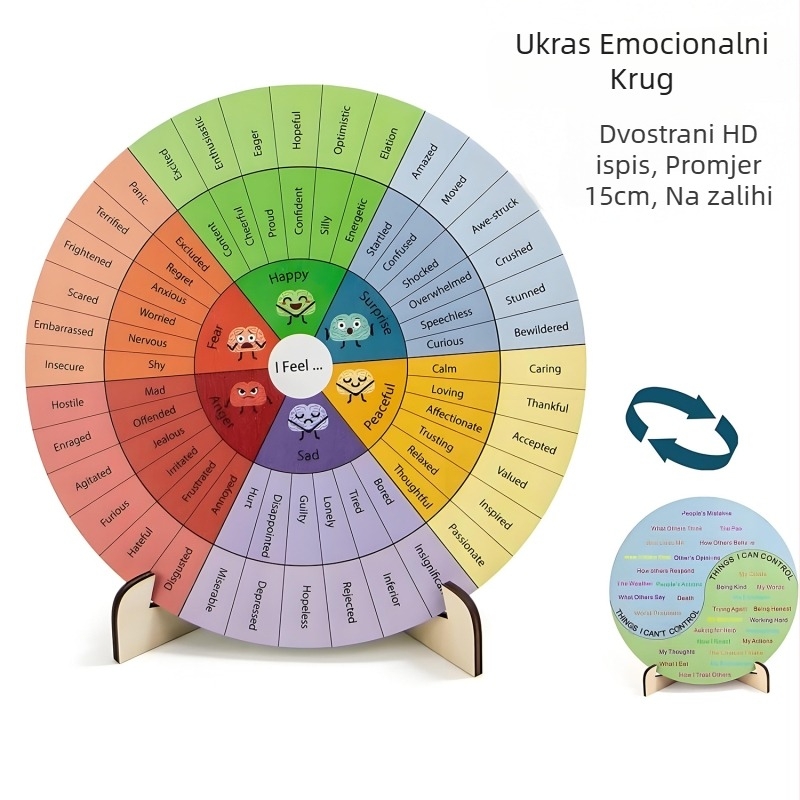 Dekoracija stola za tretman emocionalnim kotačem, velika dvostrana emocionalna tablica za liječenje zdravlja srca, drveni ukrasi