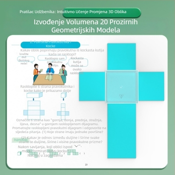 Perspektivni stereo geometrijski demonstracijski model, set od 20 dijelova, dijagram proširenja volumena i površine, geometrijski model za peti razred