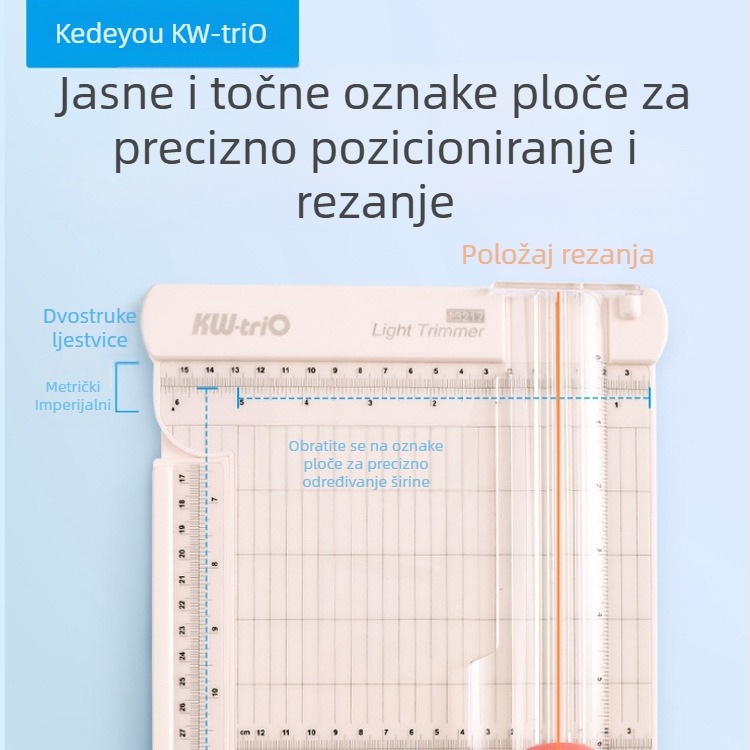 Kedeyou 13217 rezač papira s ravnom linijom, preklopni rezač papira za studentski ured, certifikat, rezač foto papira
