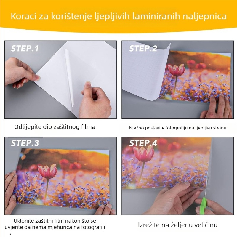 Amazonovo najprodavanije mjesto bez stroja za foto plastično brtvljenje, samoljepljiva prozirna laminirana samoljepljiva naljepnica, hladno laminirana folija