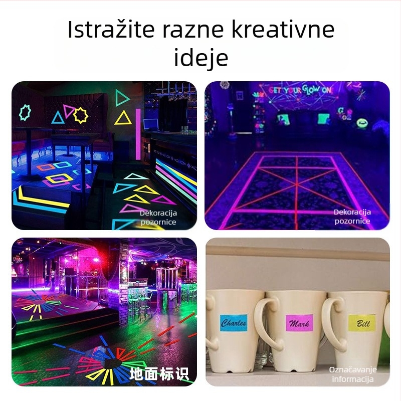 UV fluorescentna platnena traka, rekviziti za fotografsku ekipu, oznaka za pozicioniranje na pozornici, broj oznake, visoko ljepljiva platnena traka s uzorkom otporna na habanje