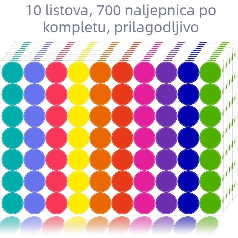 Naljepnica u boji s točkama, naljepnica za vrtić, naljepnica s praznim pečatom u boji, rukom pisana, okrugla naljepnica s pečatom