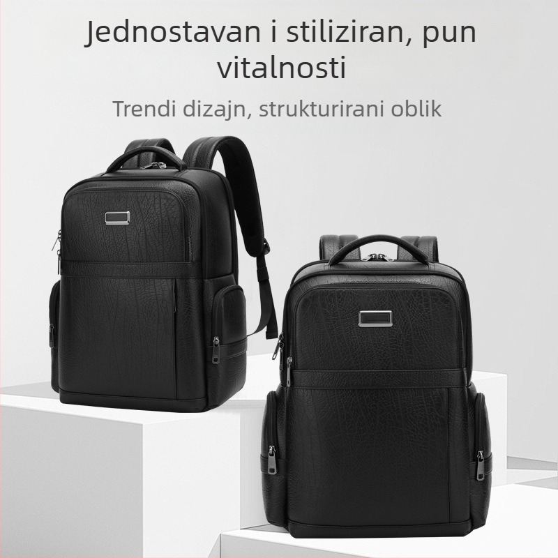 Eksplozivni muški ruksak od prave kože s uzorkom vrata Daniel, jednostavan modni ruksak za računalo, poslovna torba od biljno štavljene kravlje kože na zalihi