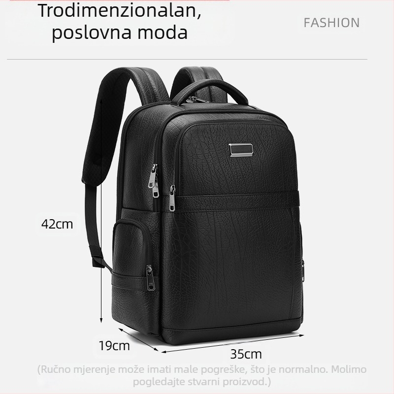 Eksplozivni muški ruksak od prave kože s uzorkom vrata Daniel, jednostavan modni ruksak za računalo, poslovna torba od biljno štavljene kravlje kože na zalihi