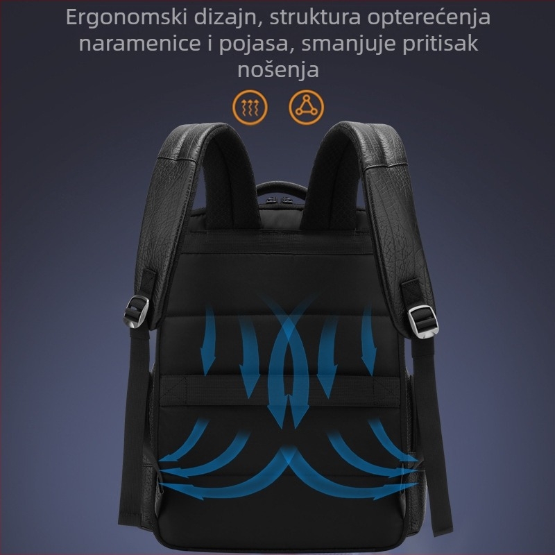 Eksplozivni muški ruksak od prave kože s uzorkom vrata Daniel, jednostavan modni ruksak za računalo, poslovna torba od biljno štavljene kravlje kože na zalihi