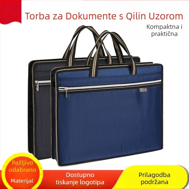 Torba za dokumente, platnena, A4, uredska aktovka, studentska torba, informacije za muškarce i žene, patentni zatvarač, vodootporna, velikog kapaciteta, proizvodnja