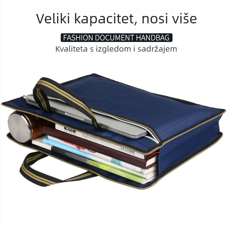 Torba za dokumente, platnena, A4, uredska aktovka, studentska torba, informacije za muškarce i žene, patentni zatvarač, vodootporna, velikog kapaciteta, proizvodnja
