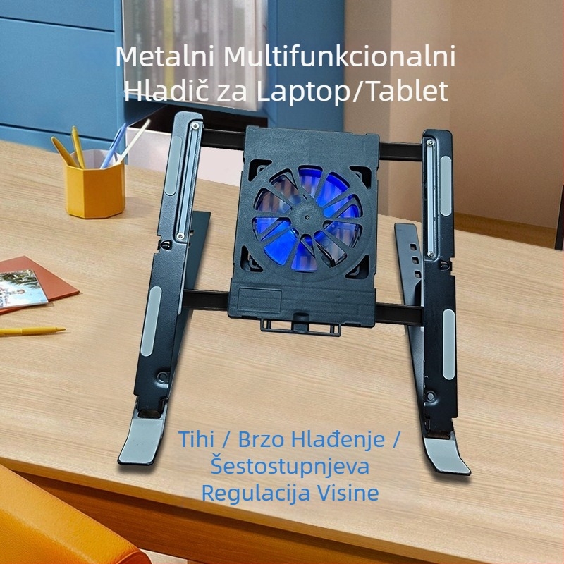 Stalak za prijenosno računalo, baza hladnjaka, podesiva visina, veliki vjetar, aluminijska legura, nosač za hlađenje, zaštita može biti prekogranična