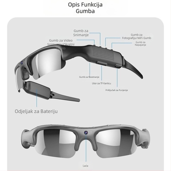 Biciklističke naočale za vanjske sportove s Wifi-jem, pametne sportske naočale za montažu na glavu, višenamjenske naočale za kameru i fotografiranje