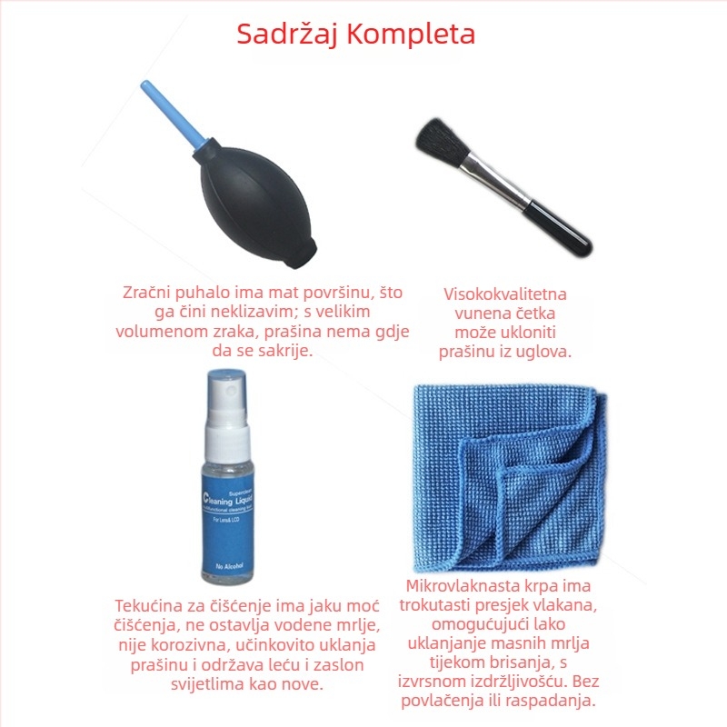 4-u-1 digitalno odijelo za čišćenje, set od 4 dijela, 4-u-1 odijelo za čišćenje SLR fotoaparata i računala, profesionalno čišćenje četiri
