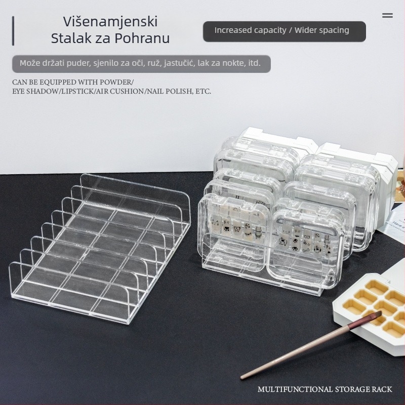 Zračni jastuk u prahu za tortu Kozmetika u prahu Paleta sjenila za oči Prozirna kutija za pohranu Manikura Paleta boja Ručno izrađen stalak za nokte
