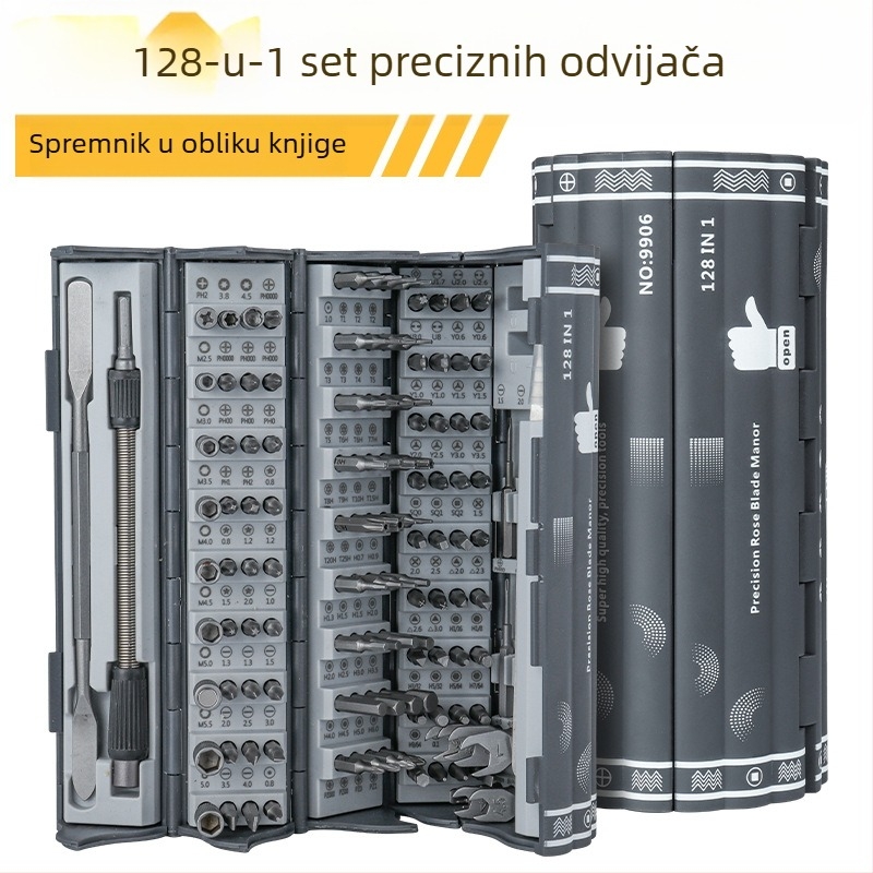 128-dijelni set preciznih odvijača, odijelo, alat za rastavljanje i održavanje strojeva, višenamjenski ručni set odvijača