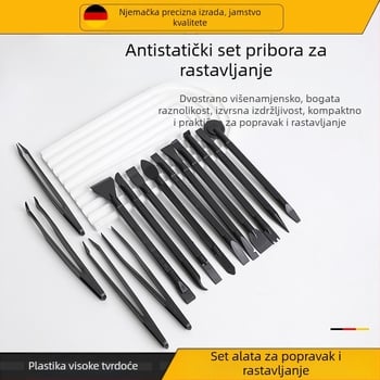Antistatička plastična pinceta s polugom 14 u jednom, alat za održavanje elektronike, crna, šiljasta, široka, kopča za usta