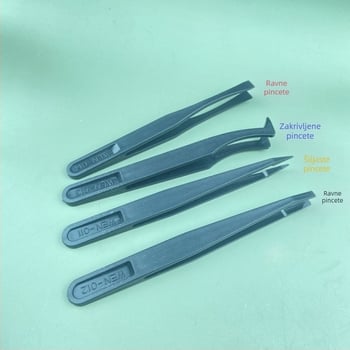 Antistatička plastična pinceta s polugom 14 u jednom, alat za održavanje elektronike, crna, šiljasta, široka, kopča za usta