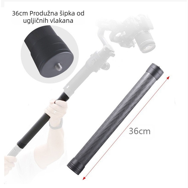 Produžna šipka za snimanje od karbonskih vlakana 36 cm, pomoćna sportska kamera za snimanje s mobilnim telefonom, stabilizator kardana