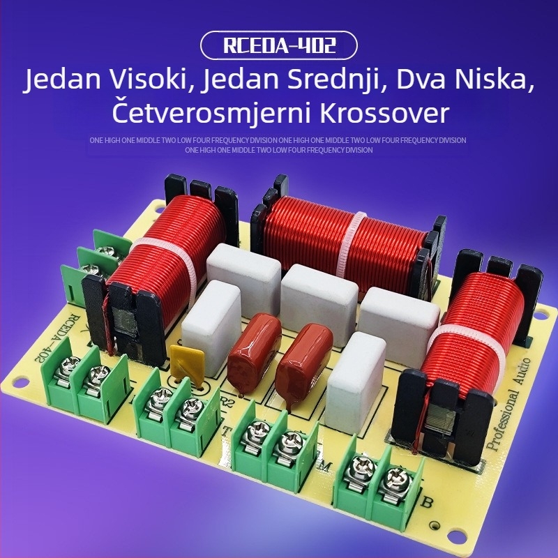 Razdjelnik frekvencije Jedan visoki Jedan srednji Dva niska Četverosmjerni audio Kućni zvučnik bez lemljenja Modificirani razdjelnik