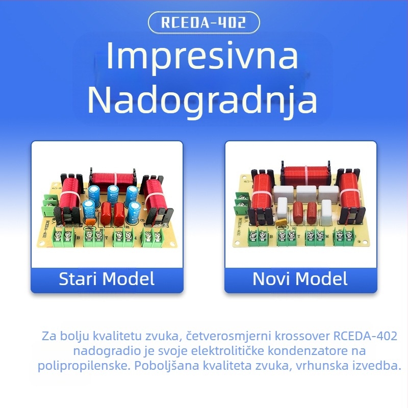 Razdjelnik frekvencije Jedan visoki Jedan srednji Dva niska Četverosmjerni audio Kućni zvučnik bez lemljenja Modificirani razdjelnik