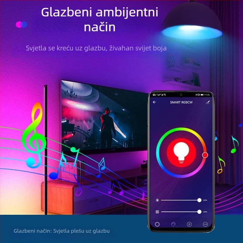 LED pametna žarulja koja mijenja boju, RGB žarulja E27 s vijčanim grlom, moderna višebojna atmosferska RGB žarulja s podesivom bojom