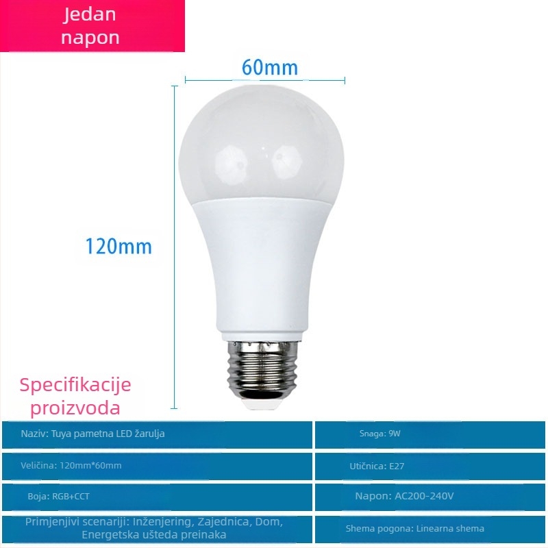 LED pametna žarulja koja mijenja boju, RGB žarulja E27 s vijčanim grlom, moderna višebojna atmosferska RGB žarulja s podesivom bojom