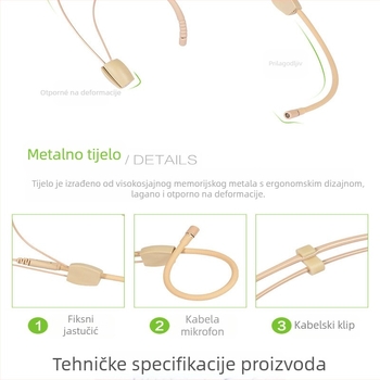 Bežični mikrofon za online nastavu uživo, boja kože, mali mikrofon, slušalice, boja kože, mikrofon za konferencijski govor