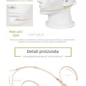 Bežični mikrofon za online nastavu uživo, boja kože, mali mikrofon, slušalice, boja kože, mikrofon za konferencijski govor