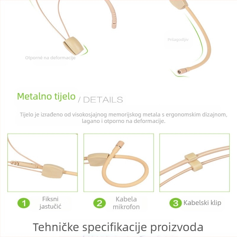 Bežični mikrofon za online nastavu uživo, boja kože, mali mikrofon, slušalice, boja kože, mikrofon za konferencijski govor