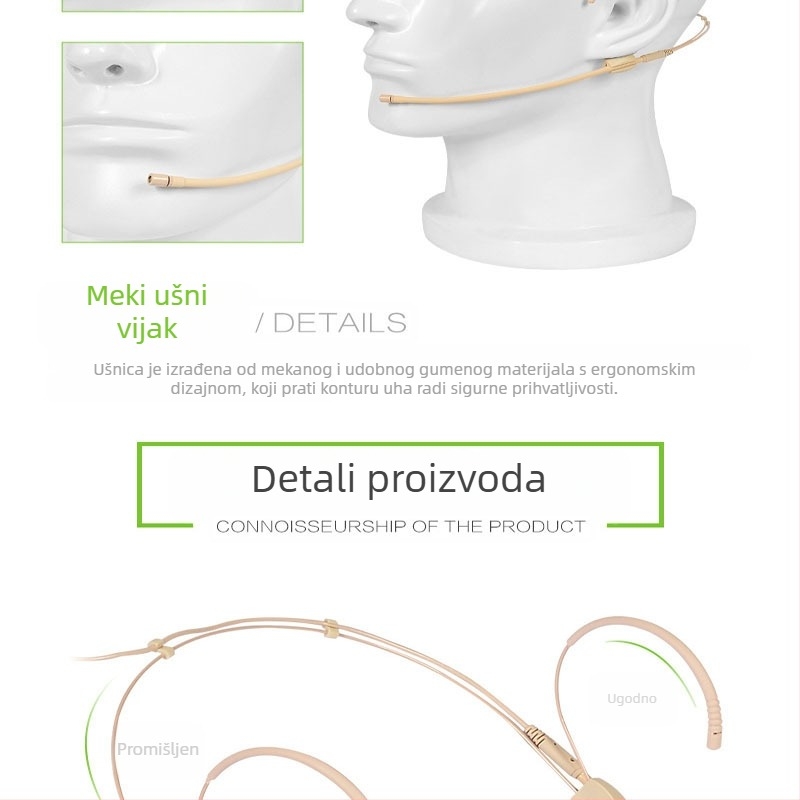 Bežični mikrofon za online nastavu uživo, boja kože, mali mikrofon, slušalice, boja kože, mikrofon za konferencijski govor