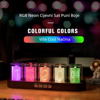 E-trgovina Najprodavaniji Amazon Rgb Pseudo-Nixie cijevni sat Stolni kreativni ukrasi Digitalni sat
