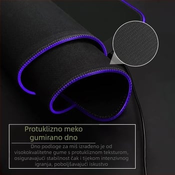 RGB Gaming podloga za miša s protukliznim efektom, višebojna LED pozadinska podloga za stol 400x900 mm, sintetička guma, ekskluzivna ponuda za prekogranične kupce