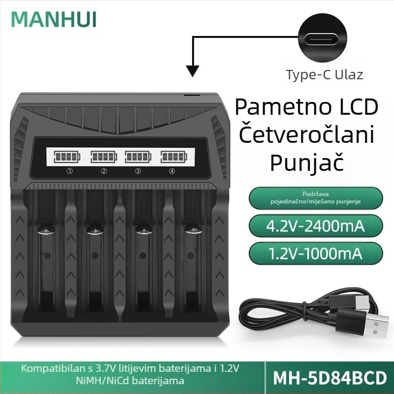 Punjač baterija USB LCD zaslon pametni Aa/Aaa baterija 18650 26650 21700 punjač