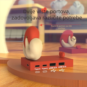Prekogranični ljenivac s 4 priključka USB HUB HUB razdjelnik personalizirani kreativni stolni slatki ukras za nosač mobitela