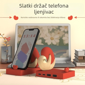 Prekogranični ljenivac s 4 priključka USB HUB HUB razdjelnik personalizirani kreativni stolni slatki ukras za nosač mobitela